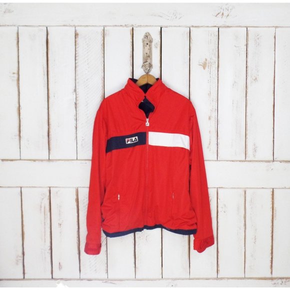 Red, white, and blue Fila windbreaker Gore-Tex hooded jacket